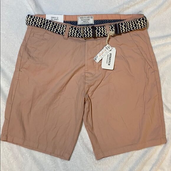 FREE PLANET - Blush Pink Shorts with Belt - Picture 1 of 6